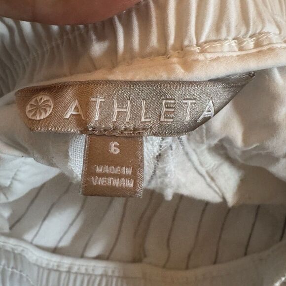 ATHLETA 100% Linen White And Gray Pants Sz 6 - Picture 11 of 11